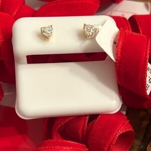 Gold Heart Moissanite Diamond screwback‎ Stud Earrings